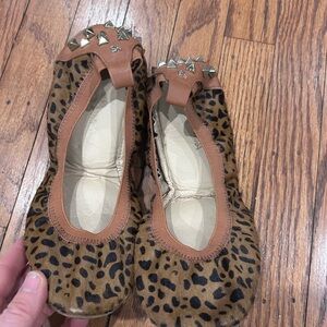Leopard Print Studded Ballet Flats